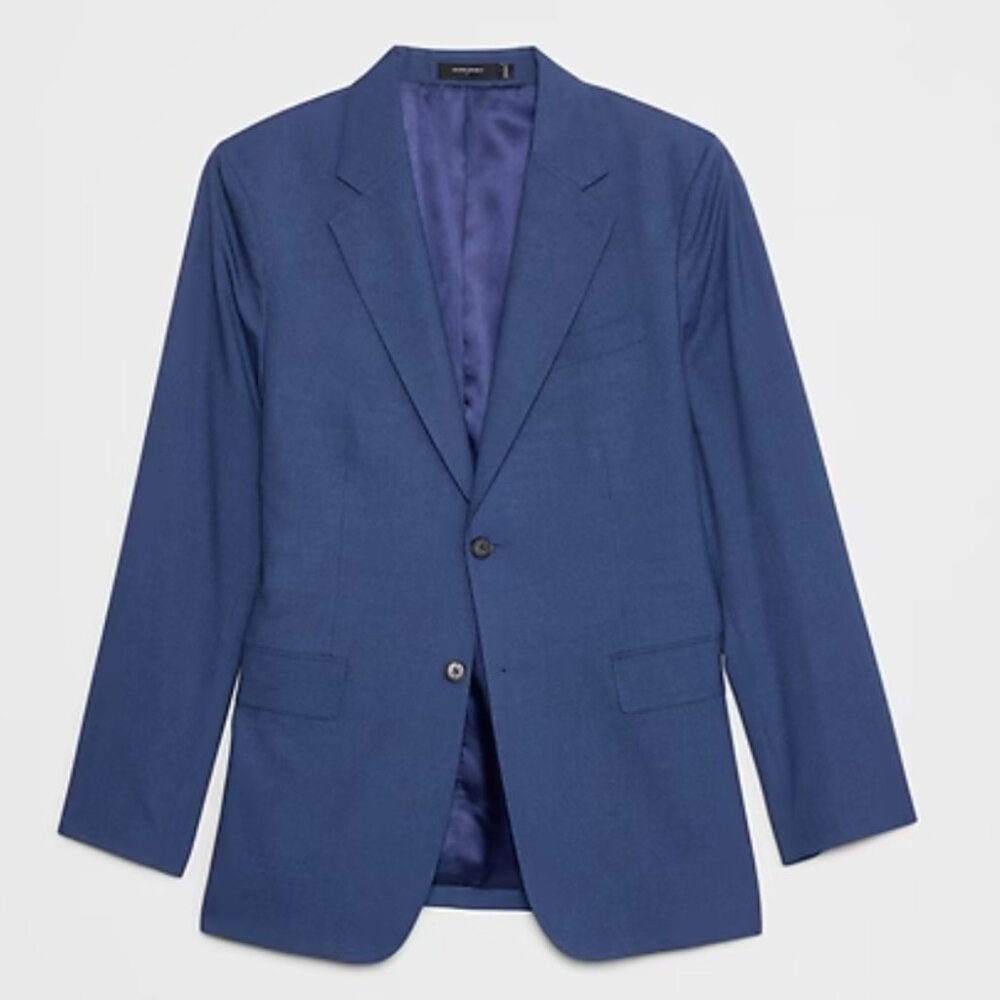 Banana Republic Tailored-Fit Mini Check Suit Jacket, Blue Jay, 40S, EUC